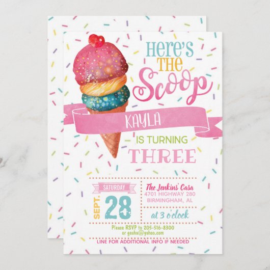 スコップの誕生日の招待状はここにあります 招待状 (正面/裏面)