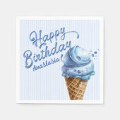 スコップアイスクリームボーイズ任意の年齢誕生日 スタンダードカクテルナプキン (正面)