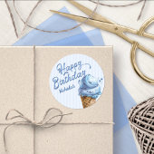 スコップアイスクリームボーイズ任意の年齢誕生日 ラウンドシール