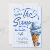 スコップアイスクリームボーイズ任意の年齢誕生日 招待状 (正面)