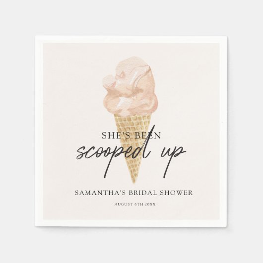 スコップアップウォーターカラーアイスクリームブライダルシャワー スタンダードカクテルナプキン (正面)