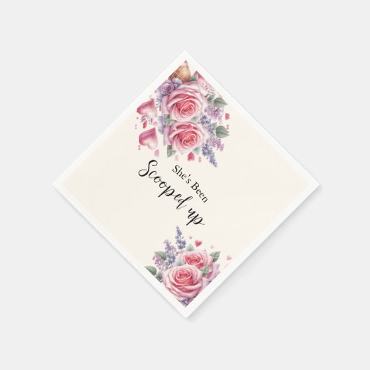 スコップアップウォーターカラーアイスクリームブライダルシャワー スタンダードカクテルナプキン (角)