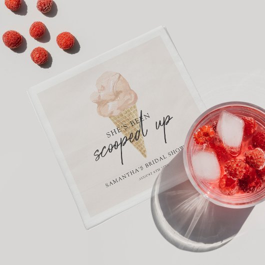 スコップアップウォーターカラーアイスクリームブライダルシャワー スタンダードカクテルナプキン