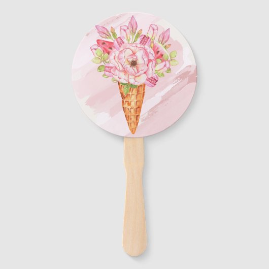 スコップアップウォーターカラーアイスクリームブライダルシャワー ハンドファン (裏面)