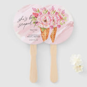 スコップアップウォーターカラーアイスクリームブライダルシャワー ハンドファン (正面&裏面)