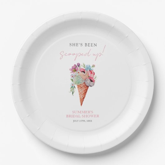 スコップアップウォーターカラーアイスクリームブライダルシャワー ペーパープレート (正面)