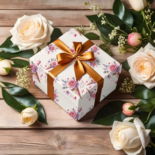 スコップアップウォーターカラーアイスクリームブライダルシャワー ラッピングペーパー