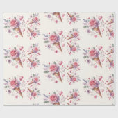 スコップアップウォーターカラーアイスクリームブライダルシャワー ラッピングペーパー (フラット)