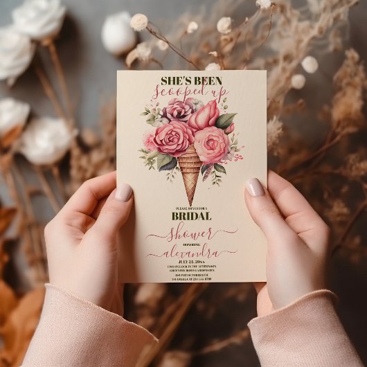 スコップアップウォーターカラーアイスクリームブライダルシャワー 招待状