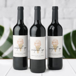 スコップアップシックな水色アイスクリームブライダルシャワー ワインラベル