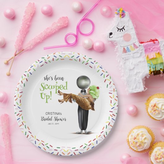 スコップアップチョコレートアイスクリームブライダルシャワー ペーパープレート (パーティー)