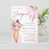 スコップアップバーガンディーピンクアイスクリームブライダルシャワー 招待状 (スタンド正面)