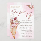 スコップアップバーガンディーピンクアイスクリームブライダルシャワー 招待状 (正面/裏面)
