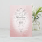 スコップアップピンクアイスクリームテーマブライダルシャワー 招待状 (スタンド正面)