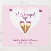 スコップアップピンクアイスクリームハートブライダルシャワー スパークリングワインラベル (シングルラベル)