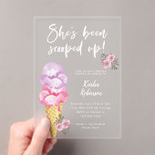 スコップアップピンクアイスクリームブライダルシャワー アクリル招待状 (インサイチュ (ポータブル))