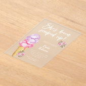 スコップアップピンクアイスクリームブライダルシャワー アクリル招待状 (レイダウン)