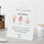 スコップアップピンクモダンブライダルシャワーバーシンボルや象徴 台座サイン (インサイチュ)