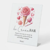 スコップアップピンクモダンブライダルシャワーバーシンボルや象徴 台座サイン (正面)