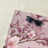 スコップエレガントフクロウパープルフローラ ビーチタオル (インサイチュ)