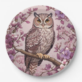 スコップエレガントフクロウパープルフローラ ペーパープレート