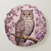 スコップエレガントフクロウパープルフローラ ラウンドクッション (裏面)