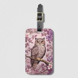 スコップエレガントフクロウパープルフローラ ラゲッジタグ