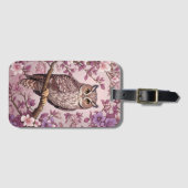 スコップエレガントフクロウパープルフローラ ラゲッジタグ (正面横)