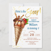 スコップチョコレートアイスクリーム誕生日 招待状 (正面)