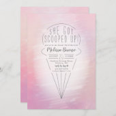 スコップドアイスクリームテーマブライダルシャワー 招待状 (正面/裏面)