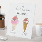 スコップドアイスクリームフレーバーブライダルシャワーバー 台座サイン (インサイチュ)