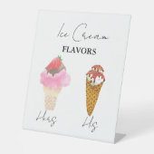 スコップドアイスクリームフレーバーブライダルシャワーバー 台座サイン (正面)