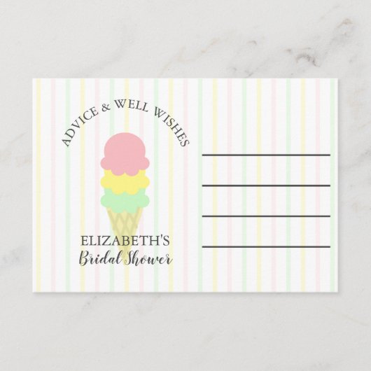 スコップドアイスクリームブライダルシャワー アドバイスカード (正面)