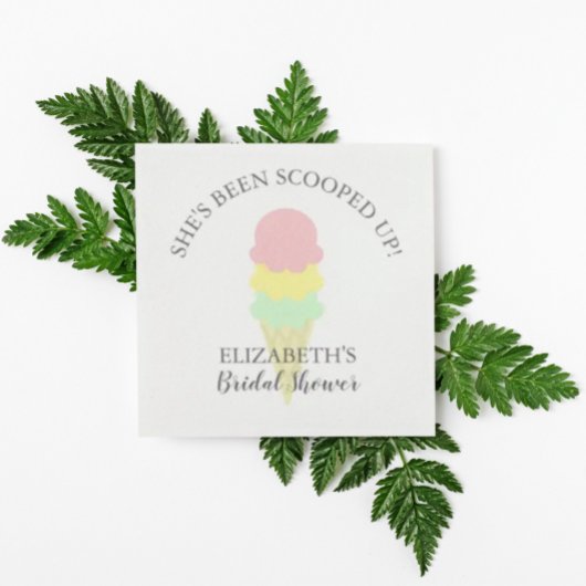 スコップドアイスクリームブライダルシャワー スタンダードカクテルナプキン