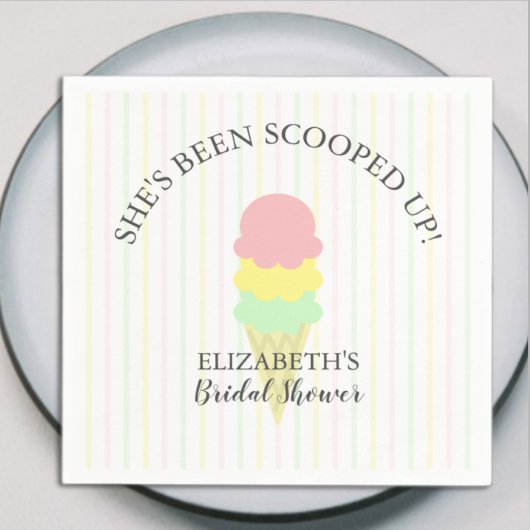 スコップドアイスクリームブライダルシャワー スタンダードカクテルナプキン