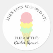 スコップドアイスクリームブライダルシャワー ラウンドシール (正面)
