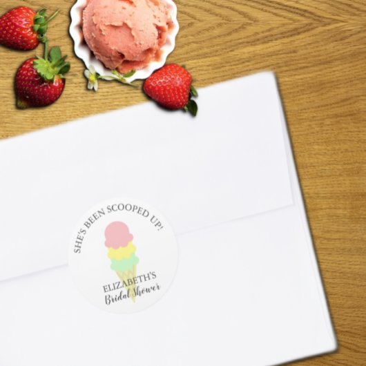スコップドアイスクリームブライダルシャワー ラウンドシール