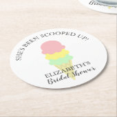スコップドアイスクリームブライダルシャワー ラウンドペーパーコースター (アングル)