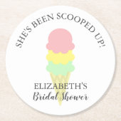 スコップドアイスクリームブライダルシャワー ラウンドペーパーコースター (正面)