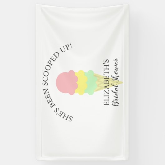 スコップドアイスクリームブライダルシャワー 横断幕 (縦)