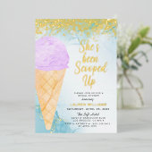 スコップドアイスクリームブライダルシャワー 箔招待状 (立ち正面)