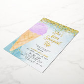 スコップドアイスクリームブライダルシャワー 箔招待状 (回転した状態)