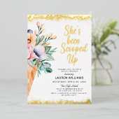 スコップドアイスクリームブライダルシャワー 箔招待状 (立ち正面)