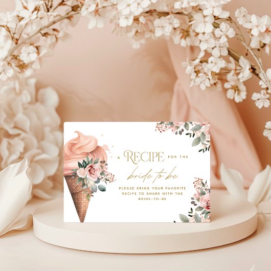スコップドアイスクリームレシピピンクブライダルシャワー エンクロージャーカード