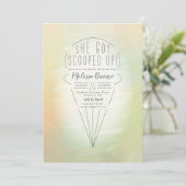 スコップドアップピーチアイスクリームテーマブライダルシャワー 招待状 (スタンド正面)