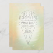 スコップドアップピーチアイスクリームテーマブライダルシャワー 招待状 (正面/裏面)