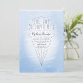 スコップドアップブルーアイスクリームテーマブライダルシャワー 招待状 (スタンド正面)