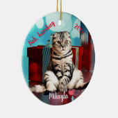 スコッリラックスチの猫のクリスマス セラミックオーナメント (右)