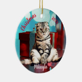 スコッリラックスチの猫のクリスマス セラミックオーナメント (右)