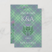 スコッ伝統的トタータンチェックとスコットランドティスル セーブザデート (正面/裏面)